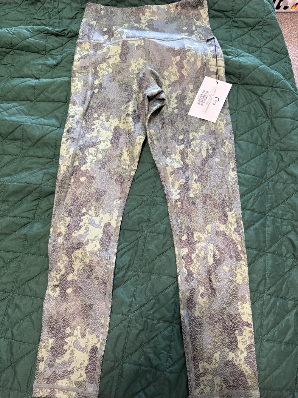 ZYIA Camo Print Leggings in Olive and Taupe